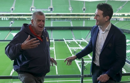 Photograph of Eilliot Masie and Aiden McCullen in the Aviva Stadium Dublin